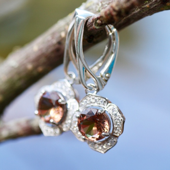 Color Change Diaspore Earrings Sterling Silver Flower Drop Earrings Nickel Free - Picture 3 of 11